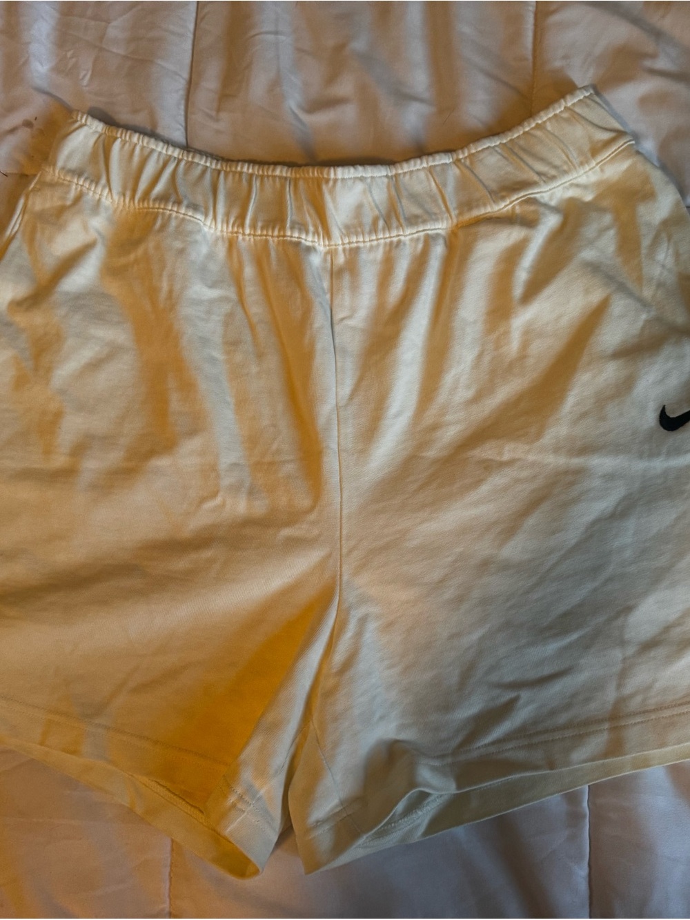 Nike White Women’s Athletic Shorts with Black Swoosh